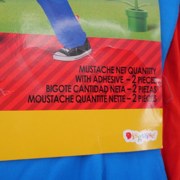 New Disguise Men's Medium Super Mario Bros Costume Includes Hat & Mustache - Picture 9 of 12